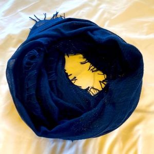 Blue sparkley frayed edge infinity scarf